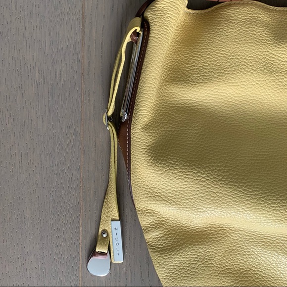 NICOLI Yellow Leather Hobo Satchel - Picture 2 of 13